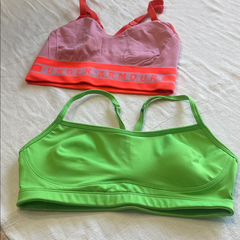Under Armour Pink & Neon Green Sports Bra Duo